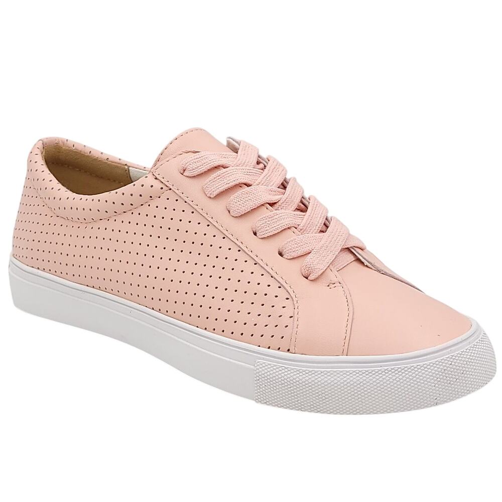 Talbots Women Sneakers 6.5 Medium Bleached Coral Leather Court Perf Low Top